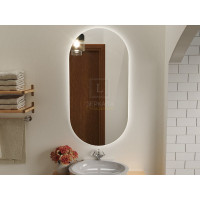 Овальное зеркало в ванную комнату с подсветкой Бикардо 50х80 см